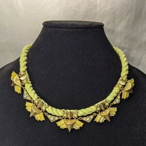 J Crew Green & Gold-tone Art Deco/Egyptian Revival-style Necklace, Adjustable